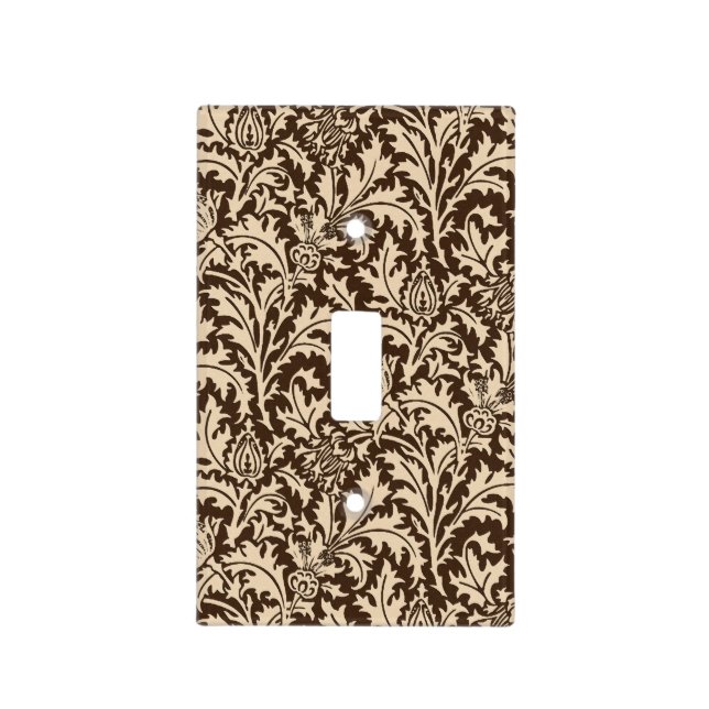William Morris Thistle Damask, Taupe Tan & Beige Light Switch Cover (Front)
