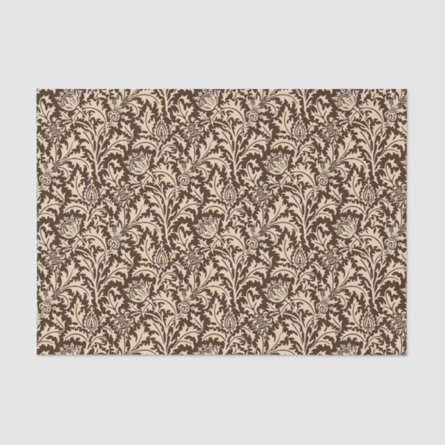 William Morris Thistle Damask, Taupe Tan & Beige Tissue Paper (Front)