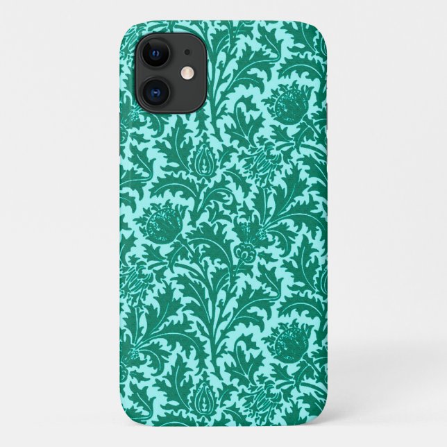 William Morris Thistle Damask, Turquoise and Aqua  Case-Mate iPhone Case (Back)