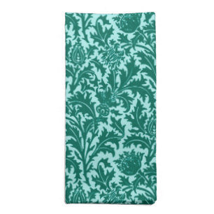 William Morris Thistle Damask, Turquoise and Aqua  Cloth Napkin