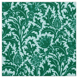 William Morris Thistle Damask, Turquoise and Aqua Fabric