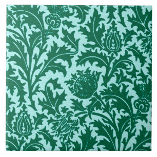 William Morris Thistle Damask, Turquoise and Aqua Tile