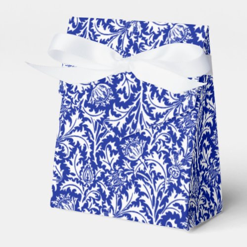 William Morris Thistle Damask White on Cobalt Blue Favor Boxes