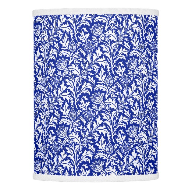 William Morris Thistle Damask White On Cobalt Blue Lamp Shade | Zazzle