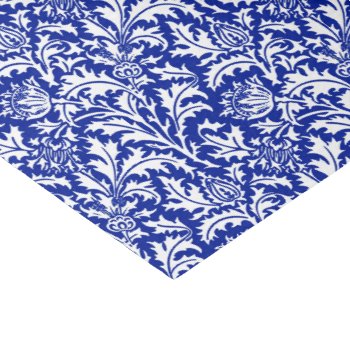 William Morris Thistle Damask White On Cobalt Blue Tissue Paper by Floridity at Zazzle