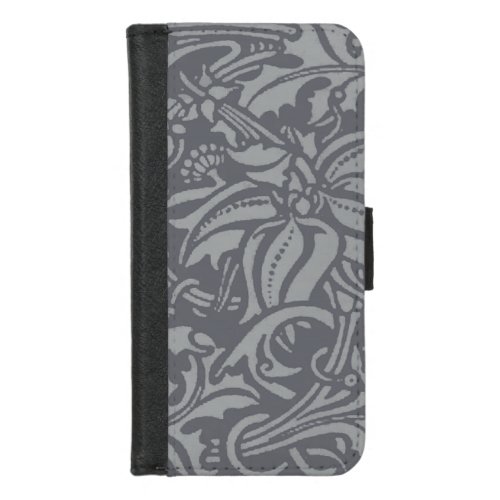 William Morris Thistle Floral Wallpaper Flower Art iPhone 87 Wallet Case