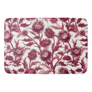 William Morris Thistle flower deep burgundy  Bath Mat