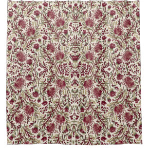 William Morris Thistle flower deep burgundy Shower Curtain