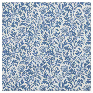 William Morris Thistle Pattern Blue and White Fabric