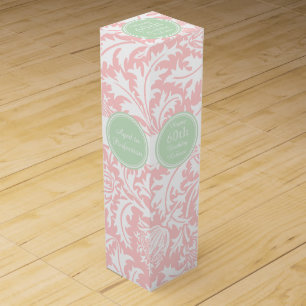 William Morris Thistle Pink Green Damask Birthday Wine Gift Box