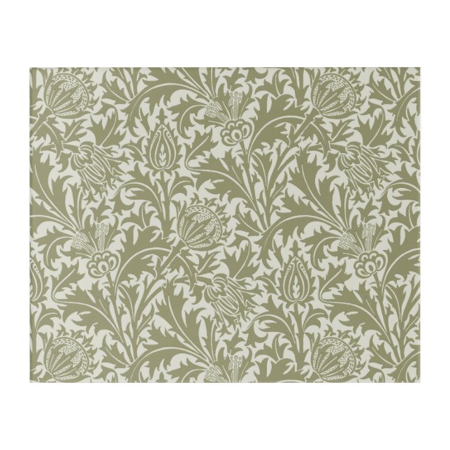 William Morris Thistle Sage Green Pattern Acrylic Print (Front)