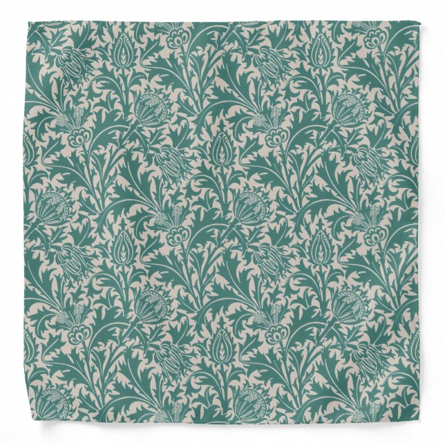 William Morris Thistle Sage Green Pattern Bandana (Front)