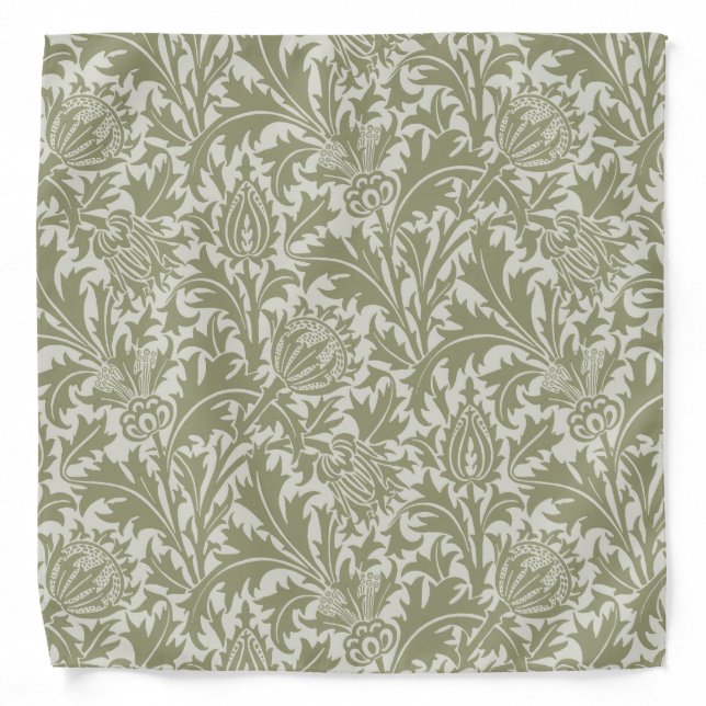 William Morris Thistle Sage Green Pattern Bandana (Front)