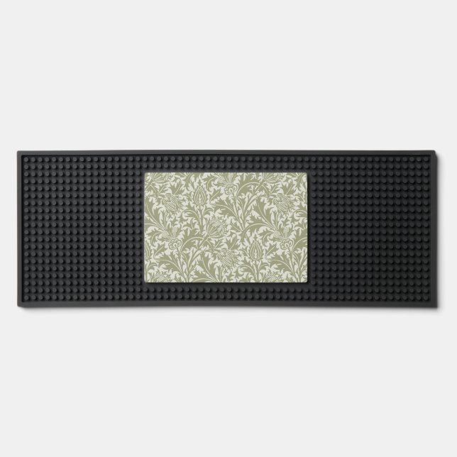 William Morris Thistle Sage Green Pattern Bar Mat (Front)