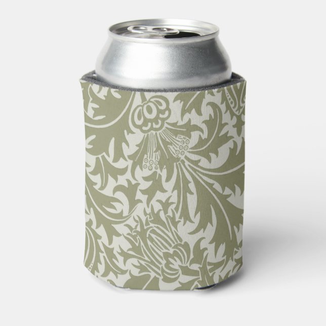 William Morris Thistle Sage Green Pattern Can Cooler (Can Back)