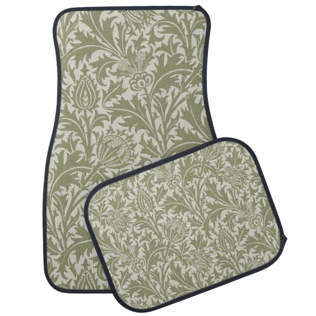 William Morris Thistle Sage Green Pattern Car Floor Mat (Set)