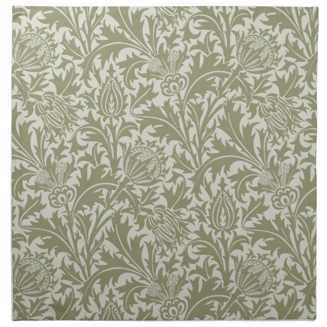 William Morris Thistle Sage Green Pattern Cloth Napkin (Front)