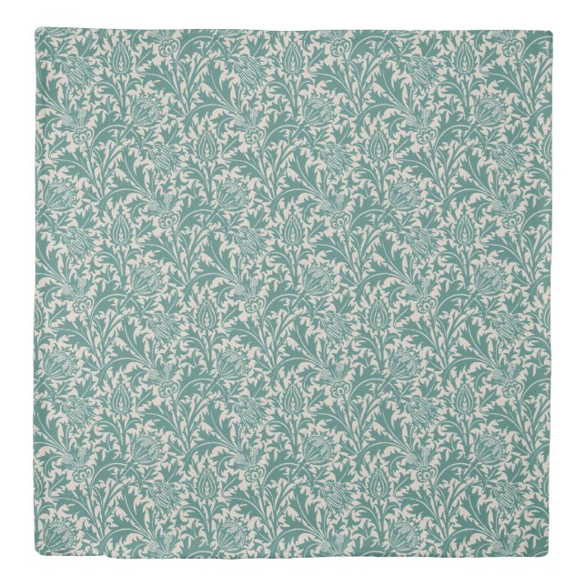 William Morris Thistle Sage Green Pattern Duvet Cover (Front)