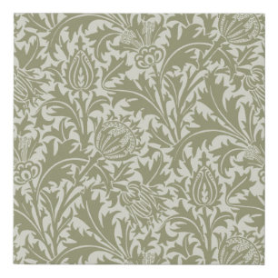 William Morris Thistle Sage Green Pattern Faux Canvas Print