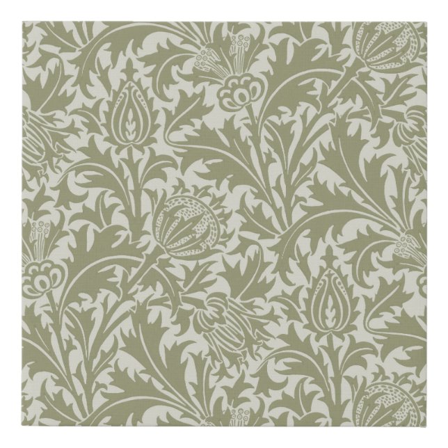 William Morris Thistle Sage Green Pattern Faux Canvas Print (Front)