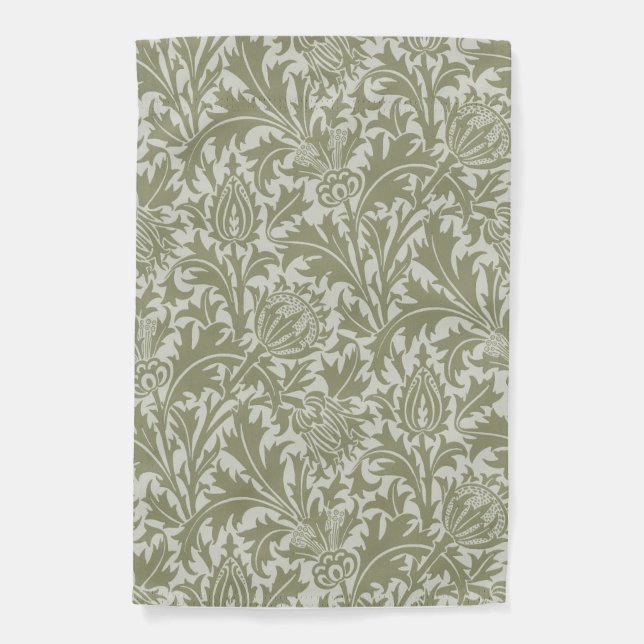 William Morris Thistle Sage Green Pattern Garden Flag (Front)