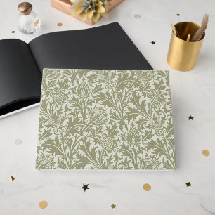 William Morris Thistle Sage Green Pattern Guest Book