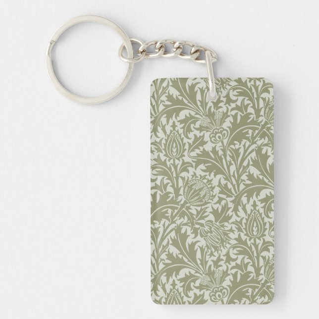 William Morris Thistle Sage Green Pattern Keychain (Front)