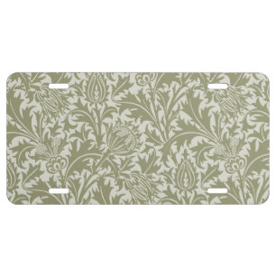 William Morris Thistle Sage Green Pattern License Plate