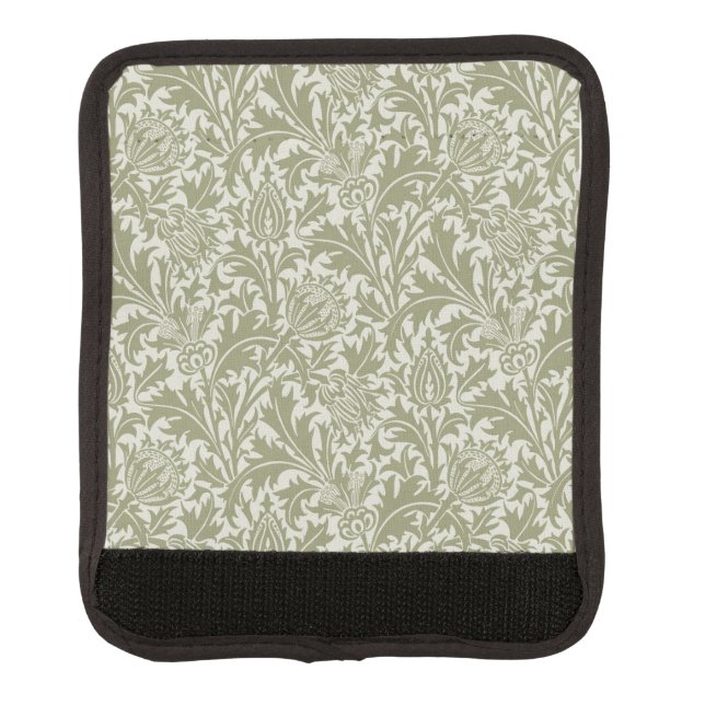 William Morris Thistle Sage Green Pattern Luggage Handle Wrap (Front)