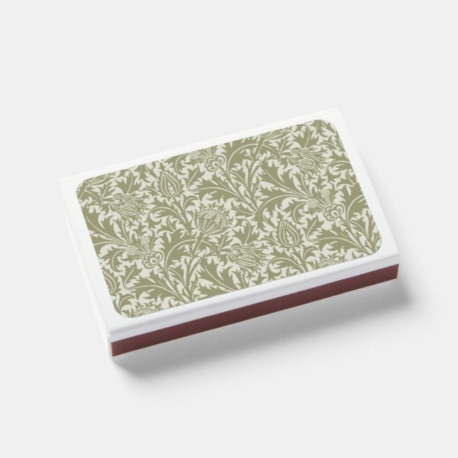 William Morris Thistle Sage Green Pattern Matchboxes (Front Closed)