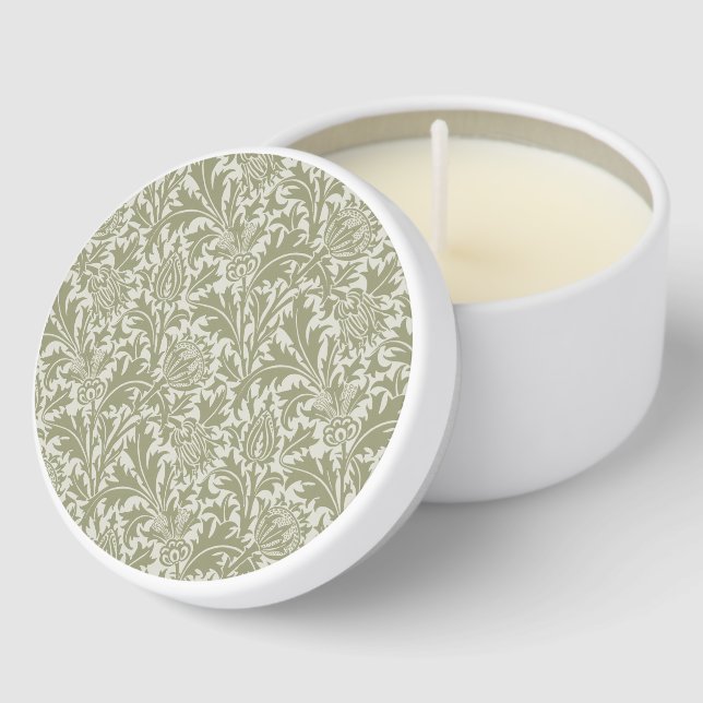 William Morris Thistle Sage Green Pattern Mini Candle Favors (Corner)