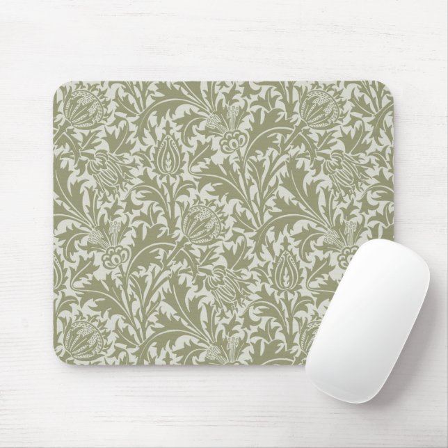 William Morris Thistle Sage Green Pattern Mouse Pad (With Mouse)