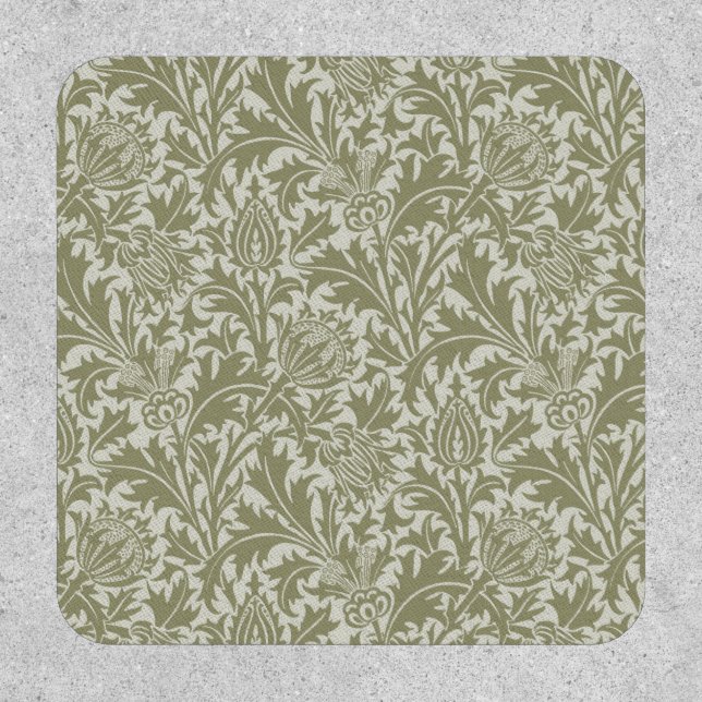William Morris Thistle Sage Green Pattern Patch (Front)