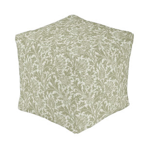 William Morris Thistle Sage Green Pattern Pouf
