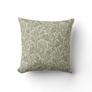William Morris Thistle Sage Green Pattern Throw Pillow
