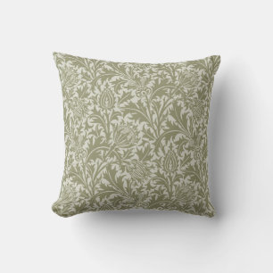 William Morris Thistle Sage Green Pattern Throw Pillow