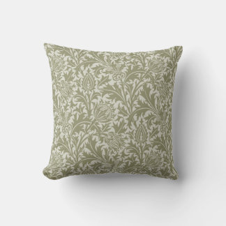 William Morris Thistle Sage Green Pattern Throw Pillow