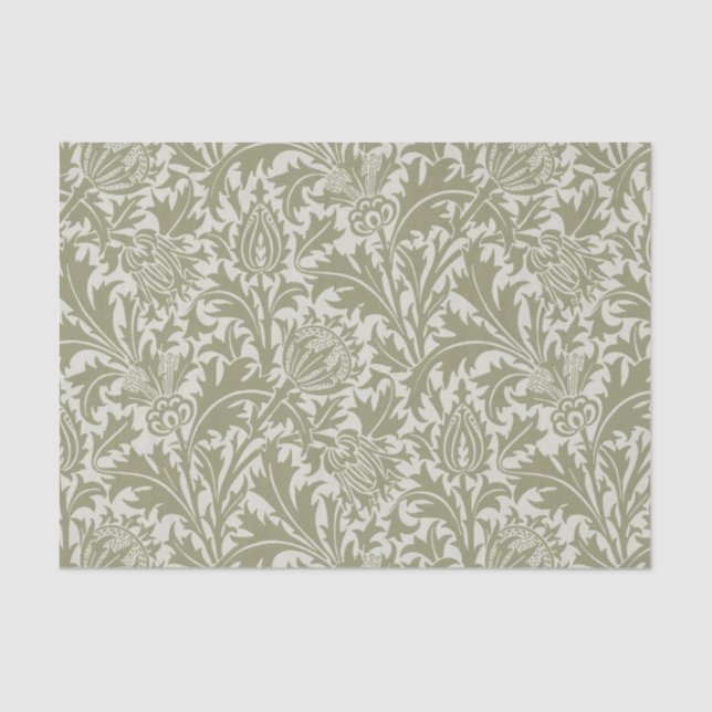 William Morris Thistle Sage Green Pattern Tissue Paper (Front)
