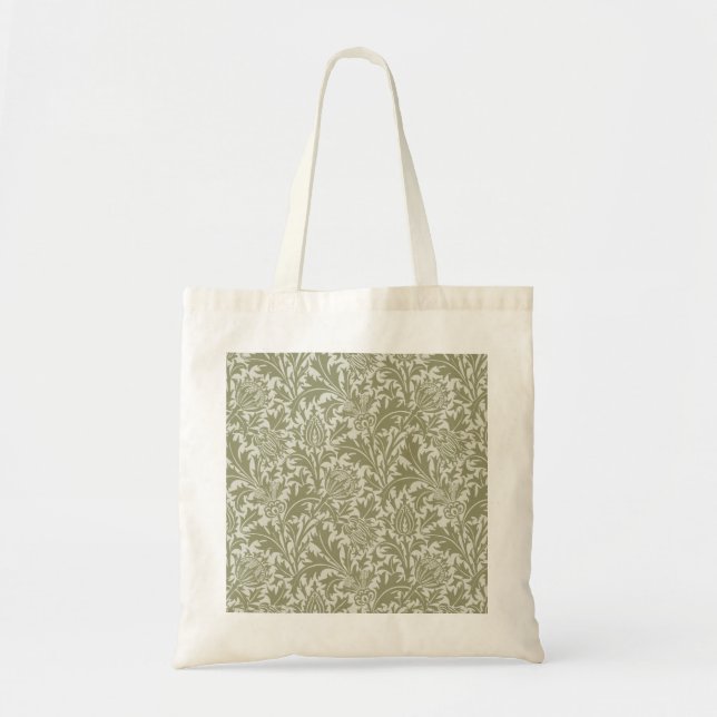 William Morris Thistle Sage Green Pattern Tote Bag (Front)