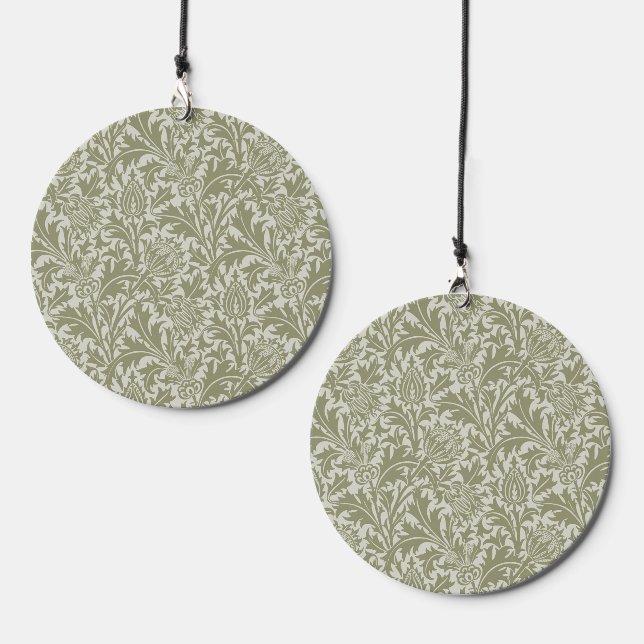 William Morris Thistle Sage Green Pattern Wind Chime (Front & Back)
