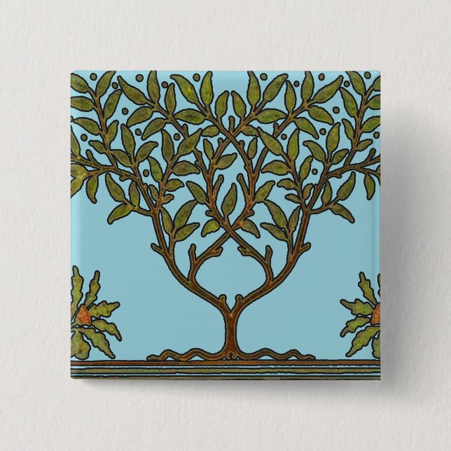 William Morris Tree Frieze Floral Wallpaper Button (Front)