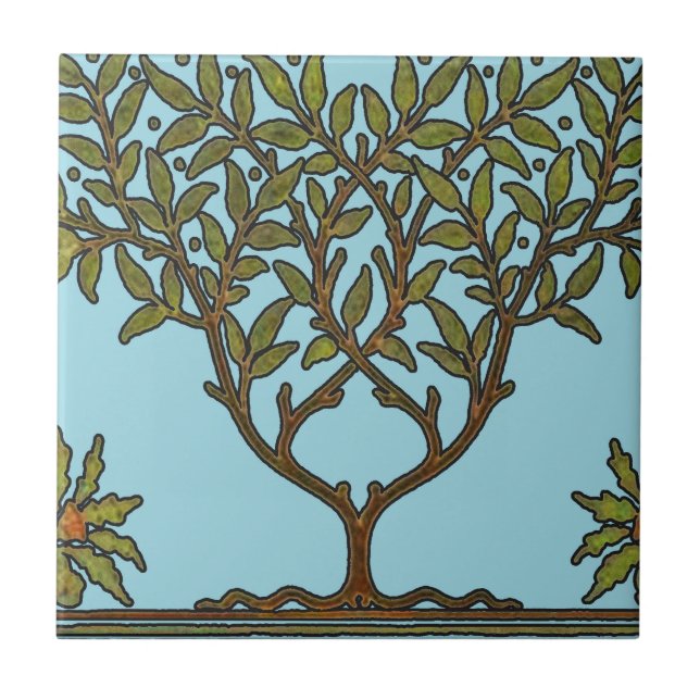 William Morris Tree Frieze Floral Wallpaper Ceramic Tile (Front)