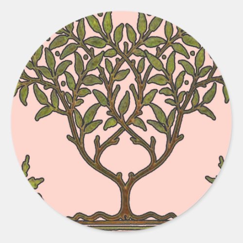 William Morris Tree Frieze Floral Wallpaper Classic Round Sticker