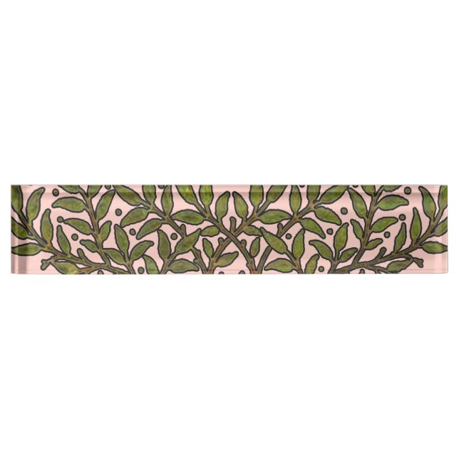 William Morris Tree Frieze Floral Wallpaper Desk Name Plate (Front)