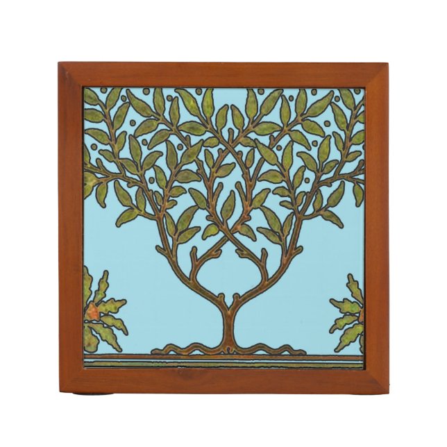 William Morris Tree Frieze Floral Wallpaper Desk Organizer (Front)