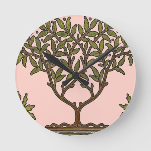 William Morris Tree Frieze Floral Wallpaper Round Clock