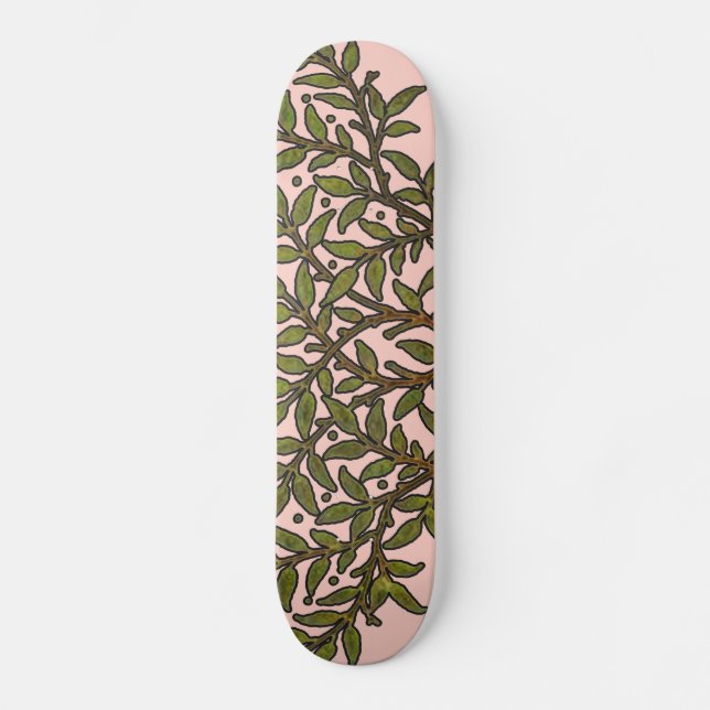 William Morris Tree Frieze Floral Wallpaper Skateboard Deck (Front)