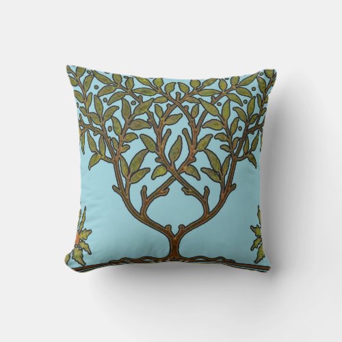 William Morris Tree Frieze Floral Wallpaper Throw Pillow