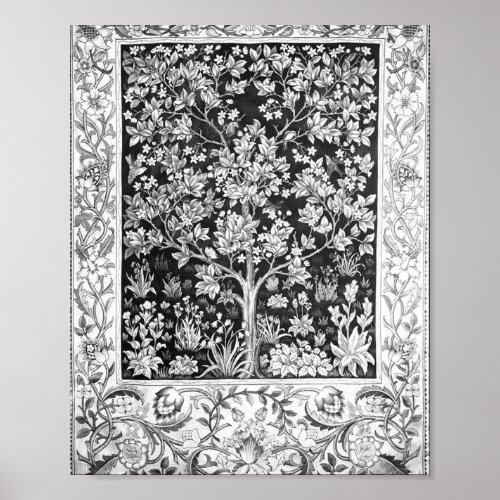 William Morris _ Tree Of Life Black And White Poster