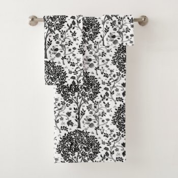 William Morris Tree Of Life  Black & White Bath Towel Set by Floridity at Zazzle